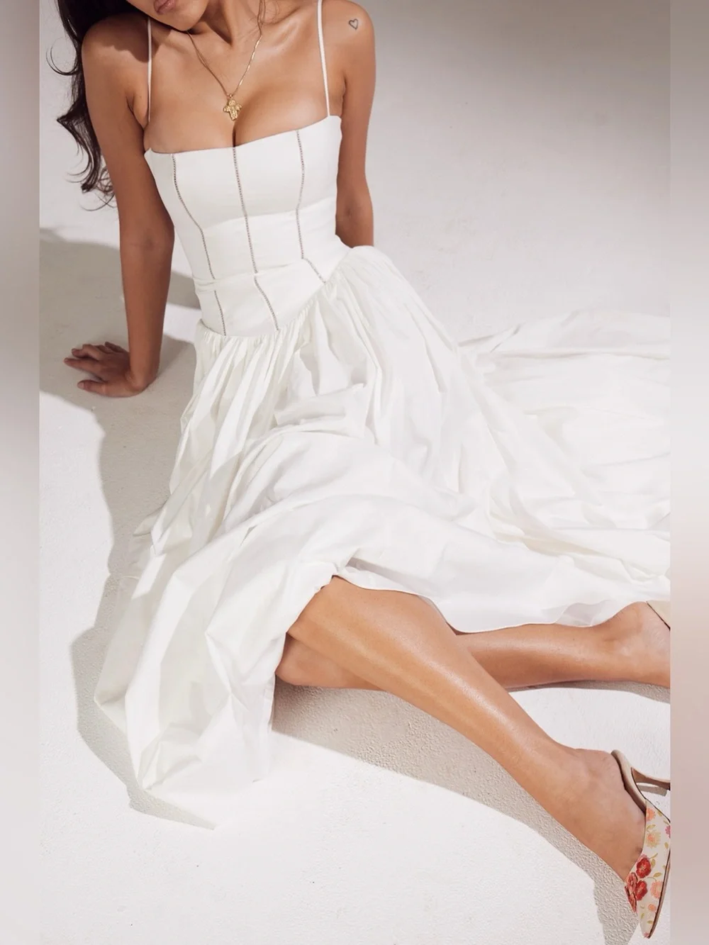 House of CB YSABELLA White Cotton Maxi Sundress, Size Medium, $299 - Picture 8 of 15